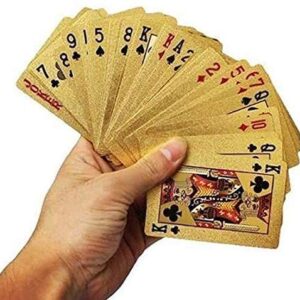 Gold Plated Poker Playing Card Game, Classic PVC Poker Table Cards For Adults,Pack Of 54 Cards