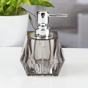 Acrylic Soap Dispenser for Bathroom & Kitchen – Refillable Pump Bottle for Hand Wash Basin Set of 1, Transparent Grey