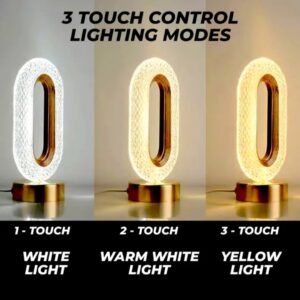 3D Diamond Acrylic Elegant Design Crystal Oval Desk Lamp with Color-Changing Touch Control Desk Night Light with Adjustable Brightness
