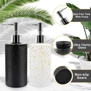 Gold Spark 350ml, Glass Liquid Soap Dispenser for Wash Basin, Bathroom, Kitchen | Shampoo Dispenser | Soap Dispenser Bottle with Pump