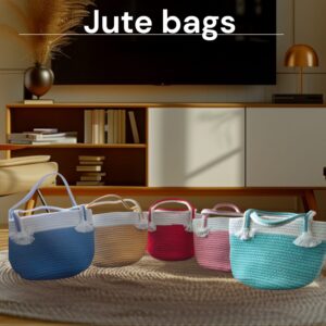 Cotton Rope Jute Storage Basket for Toys, Books and Crafts, Birthday gift Hampers, Return gift